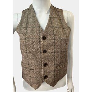 Gioberti Tweed Vest Waistcoat Womens Sz 10 Brown Plaid Button Front Lined